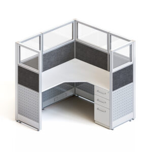goSIT 5x5 Mid-Size Cubicle | 60" Panels | Fabric, Glass & Metal