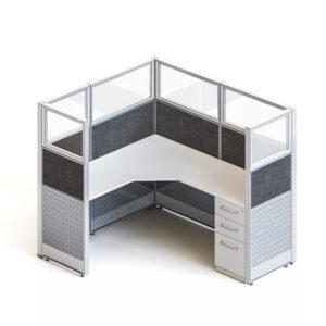 goSIT 5x6 Mid-Size Cubicle | 60" Panels | Fabric, Glass & Metal