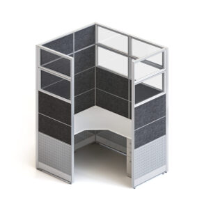 goSIT 5x6 Mid-Size Cubicle | 92" Panels | Fabric, Glass & Metal