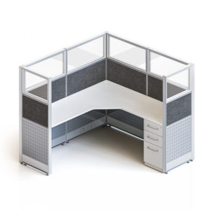 goSIT 6x6 Mid-Size Cubicle | 60" Panels | Fabric, Glass & Metal