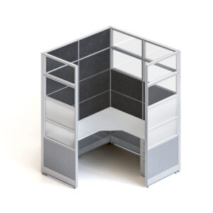 goSIT 6x6 Mid-Size Cubicle | 92" Panels | Fabric, Glass & Metal