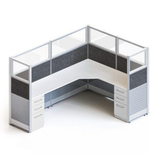 goSIT 8x6 Manager Cubicle | 60" Panels | Fabric, Glass & Metal