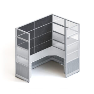goSIT 8x6 Manager Cubicle | 92" Panels | Fabric, Glass & Metal