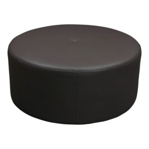 Art Upholstery Used 37 In Round Ottoman, Warm Gray PU Leather