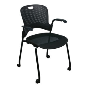 Herman Miller Caper Used Graphite Back Mobile Stack Chair, Black Mesh Seat