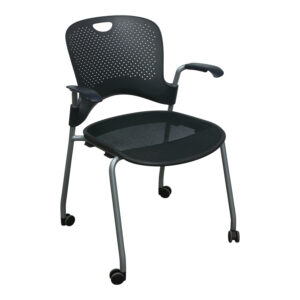 Herman Miller Caper Used Graphite Back Mobile Stack Chair, Black Mesh Seat