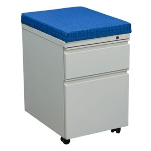 Herman Miller Used Box File Mobile Pedestal w Blue Pattern Cushion, White