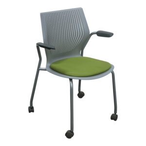 Knoll Used MultiGeneration Mobile Stack Chair, Gray and Green