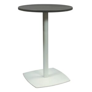 NBF Used 30 In Round Laminate High Top Table, Gray and White