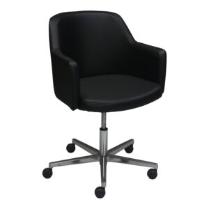 OFS Cinque Used Conference Chair, Black Satin PU Leather