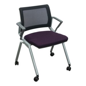 OFS Used Black Mesh Back Nesting Chair, Purple Seat