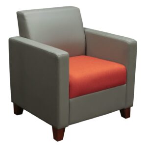 SitOnIt Ideon Composium Used Club Chair, Orange, Gray and Cherry