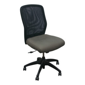 SitOnIt Leader Used Black Mesh Back Armless Work Chair, Taupe Seat