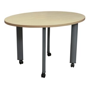 Steelcase 36x48 Used Oval Laminate Mobile Meeting Table, Blond Maple