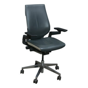 Steelcase Gesture Used Task Chair w Lumbar, Gunmetal Faux Leather