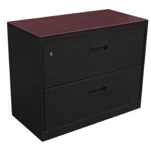 Steelcase Used 2 Drawer 36 In Dark Gray Lateral File, Laminate Top