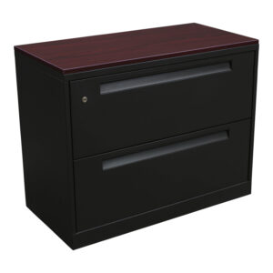 Steelcase Used 2 Drawer 36 In Dark Gray Lateral File, Laminate Top