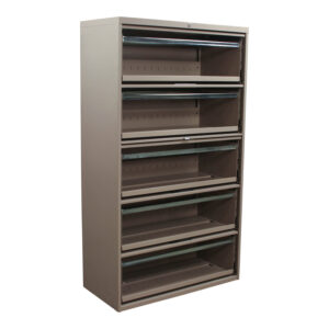 Steelcase Used 5 Door 36 Inch Open Shelf Lateral File, Putty
