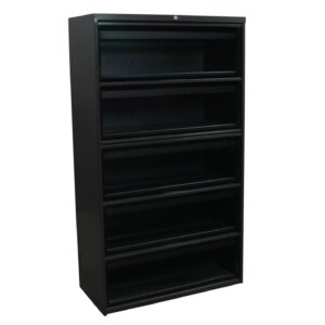 Steelcase Used 5 Door 36 Inch Open Shelf Lateral File, Dark Gray