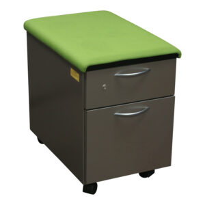 Steelcase Used Box File Mobile Pedestal w Green Cushion Top, Taupe