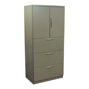 Steelcase Used 30 In 3 Drawer Lateral File and 2 Door Storage Cabinet, Mineral Metallic