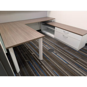 Steelcase Used U-Shaped Desk w Right Return, Gray Walnut and White