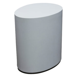 23x17 In Used Egg Shaped Occasional Table, White Laminate