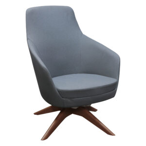 Global Upholstery Used High Back Swivel Lounge Chair, Light Gray