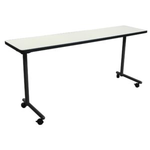 Haworth Used 18x60 In Mobile Folding Table, Off-White Pattern