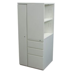 Herman Miller Canvas Used Wardrobe w Open Side Shelving Opens Left, White