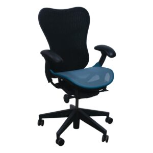 Herman Miller Mirra 2 Used Black Mesh Back Task Chair, Blue Seat