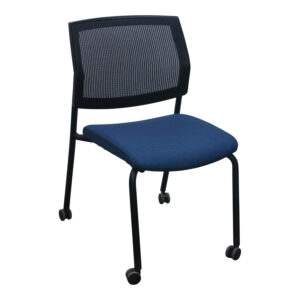 SitOnIt Focus Used Black Mesh Back Mobile Armless Stack Chair, Blue Night
