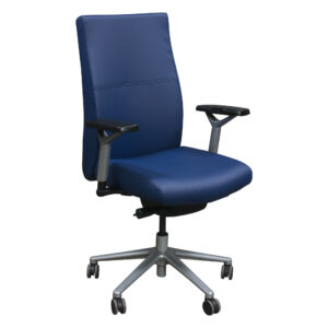 SitOnIt Prava Used High Back PU Leather Task Chair, Ocean Blue
