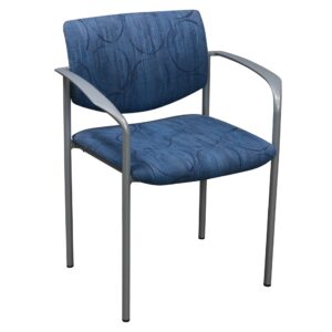 Steelcase Player Used Stack Chair w Gray Frame, Blue Pattern