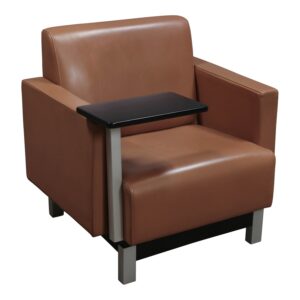 Gunlocke Used PU Leather Tablet Club Chair, Tan