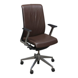 Haworth Very Conference Chair w Aluminum Base Used, Brown PU Leather