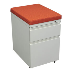 Herman Miller Used Box File Mobile Pedestal w Orange Pattern Cushion, White