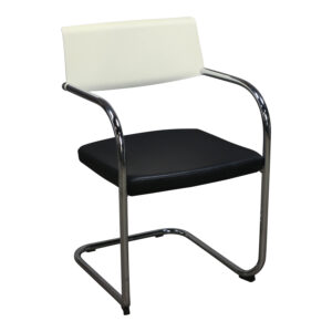 Knoll Moment Used Sled Base Guest Chair, Genuine Real Black Leather Seat