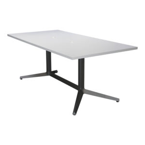 Knoll Used 6 Ft Laminate Conference Table w Grommet Holes, White and Silver