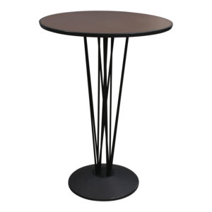NBF Used 30 In Round Laminate High Top Table, Brown and Black