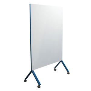 Used Dual Sided Mobile White Board w Blue Trim