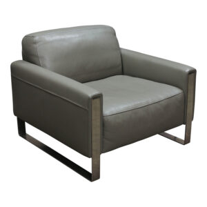 Used Leather Club Chair, Gray
