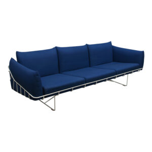 White Metal Used Lounge Sofa, Dark Blue