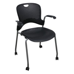 Herman Miller Caper Used Stack Chair w Arms and Silver Legs, Black