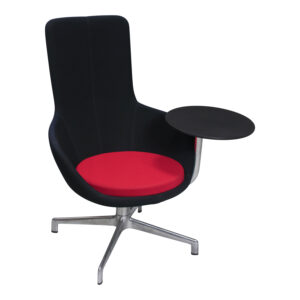 Keilhauer Juxta Used High Back Chair with Tablet, Black and Red