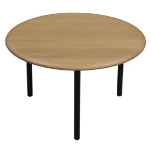24 In Used Wood Veneer Round Occasional Table, Natural Wood
