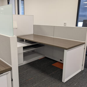 6x6 Steelcase Answer Used Cubicle, Gray Walnut and White