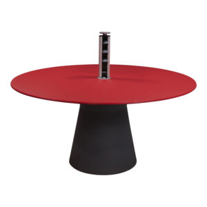 Andreu World Reverse Collection Used 60 In Round Meeting Table, Red and Gray