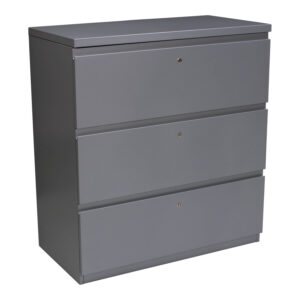 Haworth 3 Drawer Used 36 Inch Lateral File, Silver