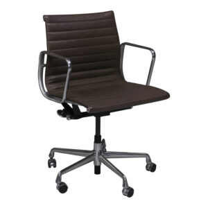 Herman Miller Eames Used Aluminum Group Management Leather Chair, Brown